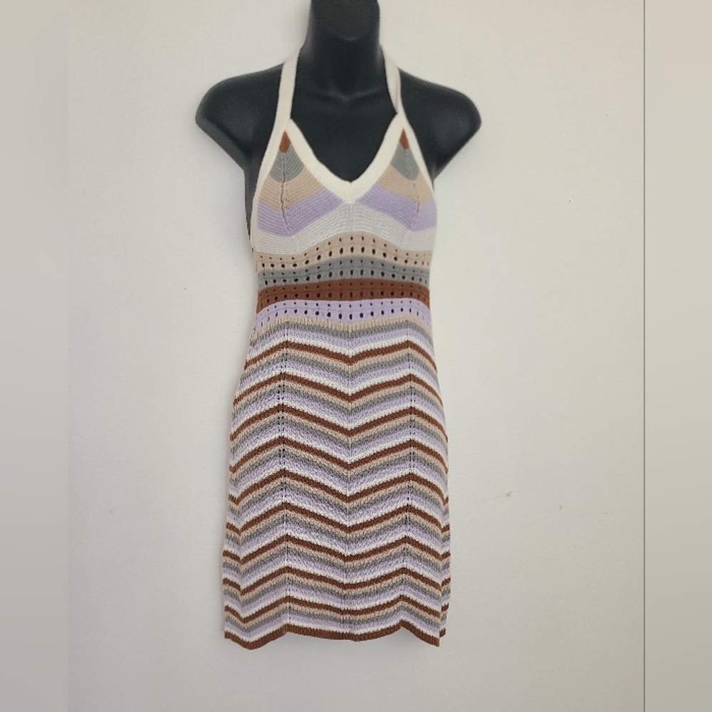 Knit Pink Rose XS Multicolor Halter Dress